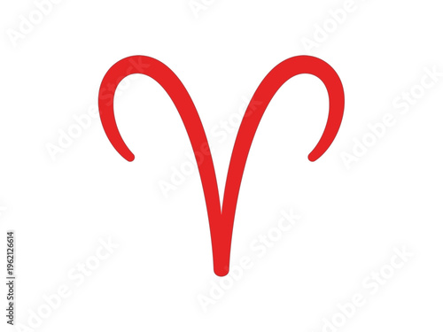 Red Aries Zodiac Symbol Sign.