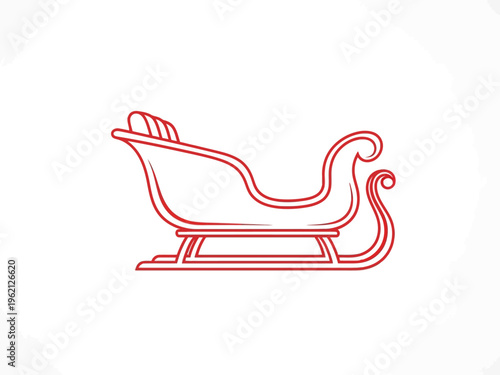 Red Sled Line Art Illustration.