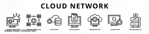 Cloud Network web banner icon illustration