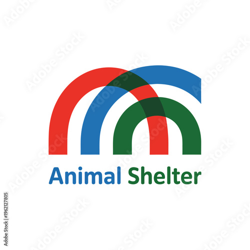 Animal shelter logo with colorful rainbow design and text