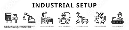 Industrial Setup web banner icon illustration