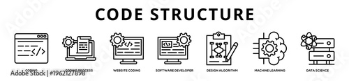 Code Structure web banner icon illustration