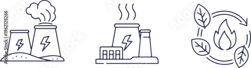 Illustrations of energy production methods and sustainability concepts