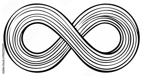 Abstract infinity symbol black and white design