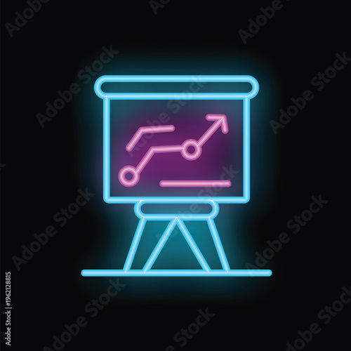 Neon flipchart showing a growing arrow representing business success