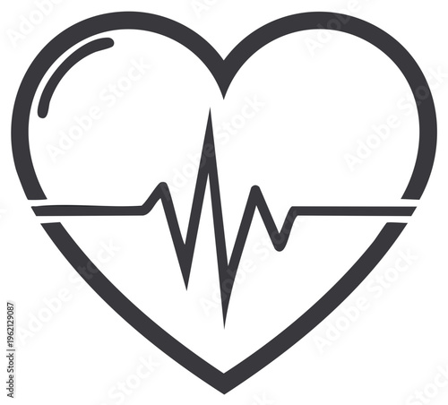 Heart Shape with EKG Heartbeat Vector Illustration Isolated