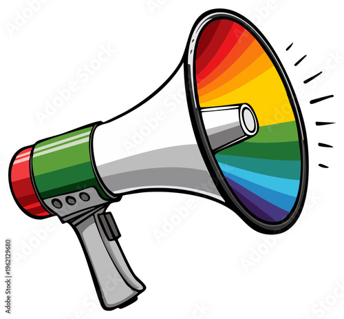 Rainbow Striped Megaphone Symbolizing LGBTQ Pride and Inclusivity for Social Advocacy