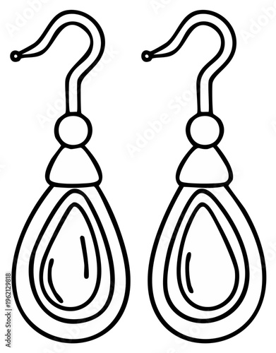 Dangle Earrings Sketch Jewelry Hand Drawn Fashion Accessory Illustration