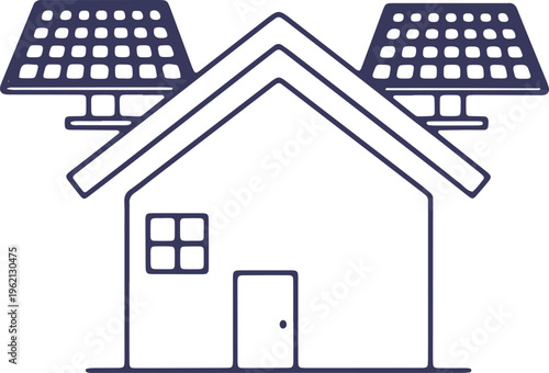 House with solar panels installed on the roof for renewable energy generation