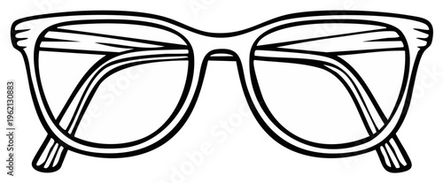 Retro style eyeglasses illustration. Clear outline drawing of eyeglasses with thick frames.