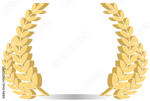 左右対称に配置された金色の月桂樹フレーム｜受賞・表彰・高級感を演出するクラシック装飾デザイン素材