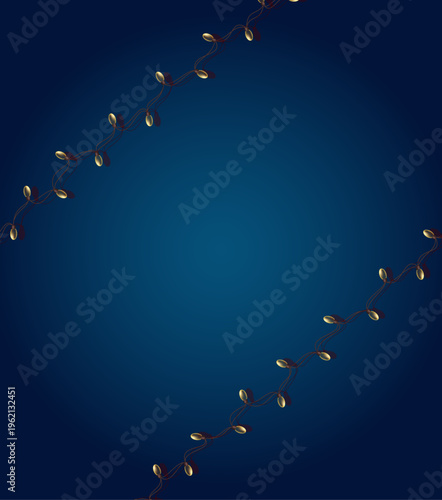 深いブルーグラデーション背景に金色の装飾ラインが斜めに流れる上品で落ち着いた高級感デザインの抽象背景素材