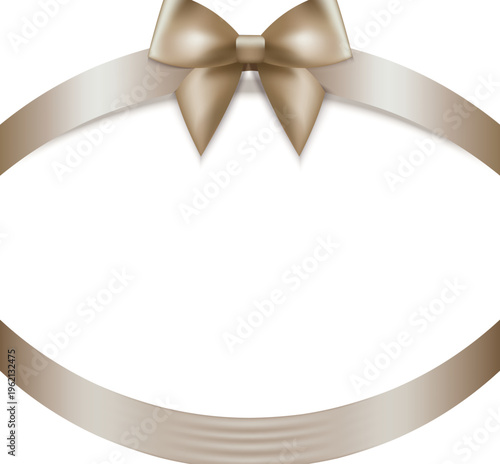 高級感あふれるゴールドリボンで囲まれた楕円フレーム背景｜ギフトや招待状に最適なエレガント装飾素材