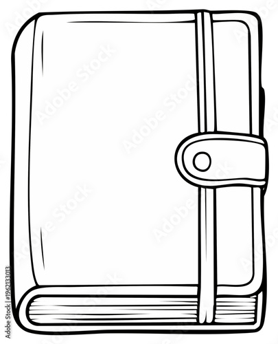 Cartoon line art notebook with elastic band closure