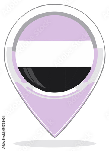 Asexual Pride Flag Inspired Color Palette Graphic Inside of a Map Pin Locator Shape