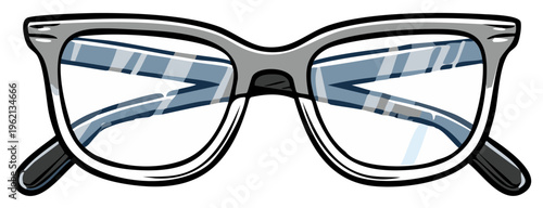 Stylish vintage eyeglasses illustration, modern style, eye protection, clear lenses, creative design