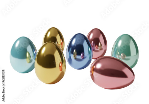 Shiny Metallic Colorful Easter Eggs