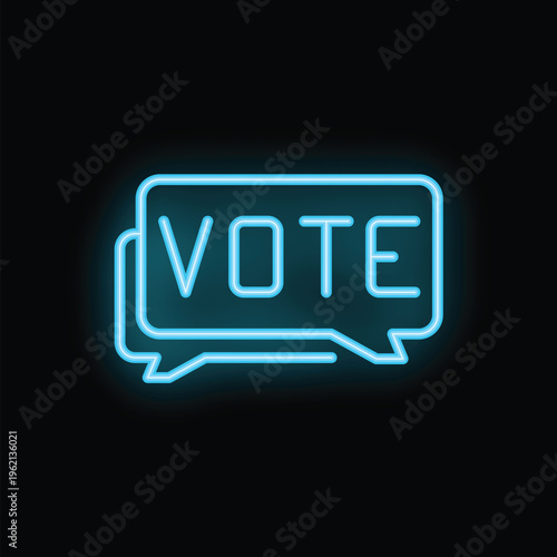 Neon sign glowing with the word vote inside a speech bubble