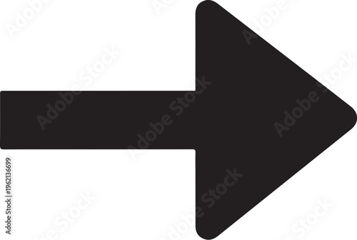 Black arrow icon, right pointing arrow, vector direction symbol, navigation pointer