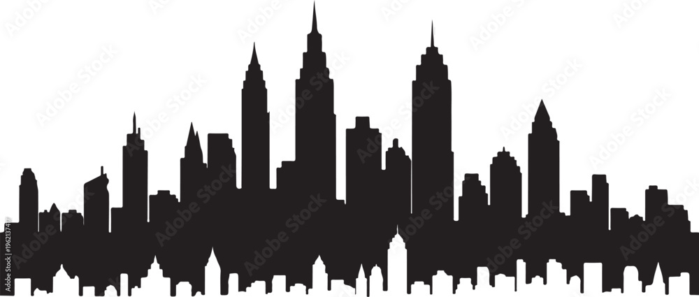 Fototapeta premium New York City Skyline Silhouette at Nighttime Urban Landscape
