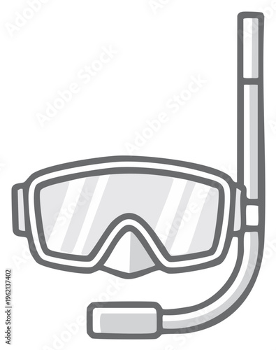 Vector icon of a snorkeling mask and snorkel for diving, swimming, and summer vacation