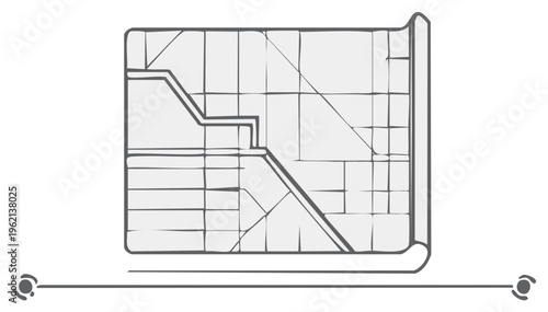 Illustrated vintage map showing a navigation route, exploration, and travel concept design.