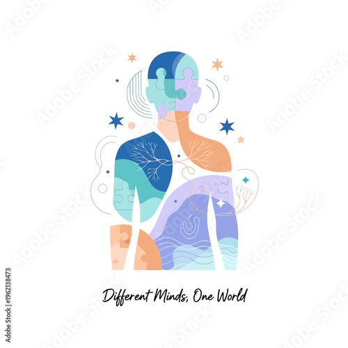 World Autism Awareness Day Exclusive Vector Sticker – Neurodiversity Concept Illustration