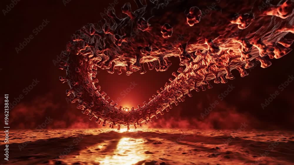 Abstract eerie ebola virus visualization with glowing organic ...