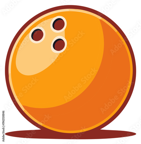 Cartoon illustration of a bowling ball, close up with shadow