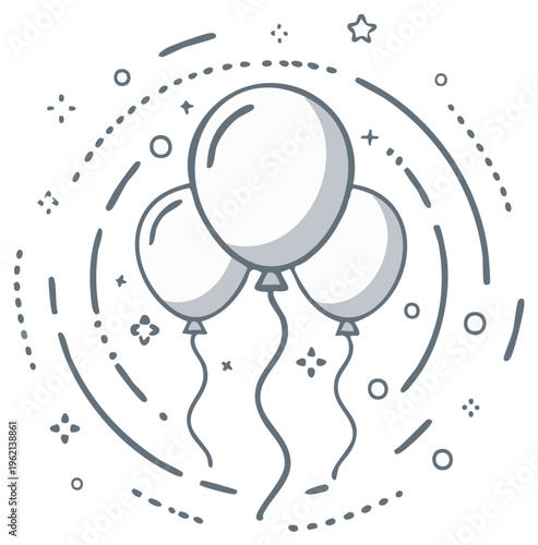 Festive Balloons Illustration with Abstract Decoration for Celebrations and Party Events
