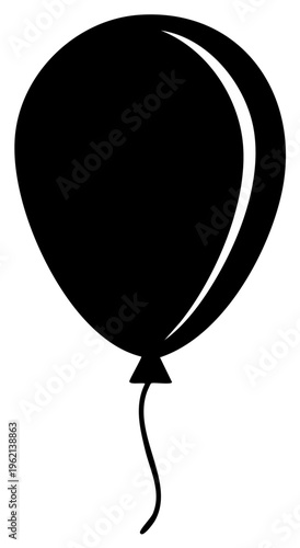 Elegant black balloon silhouette with a gentle curved string, perfect for celebration and party designs.