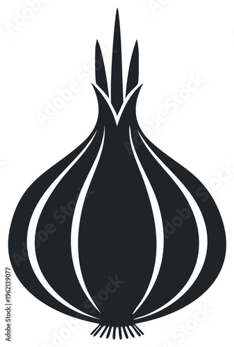 Simple Black Onion Silhouette: Culinary Vegetable Illustration, Food Graphic