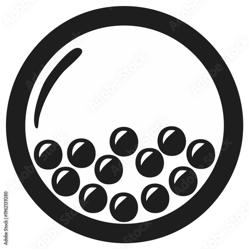 Raffle drum filled with lottery balls for game of chance and opportunity drawing icon