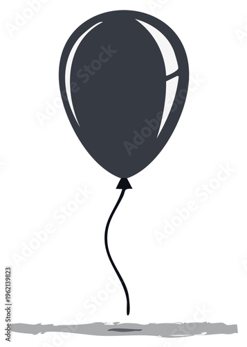 Single Gray Balloon Illustration Party Decoration Celebration Object Design Isolated