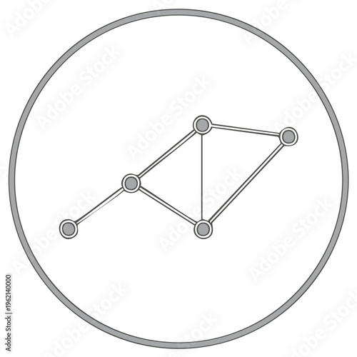 Gray Connecting Points in Circle, Symbolizing Data, Graph, Network, Connection, Relationships, Structure, and Information