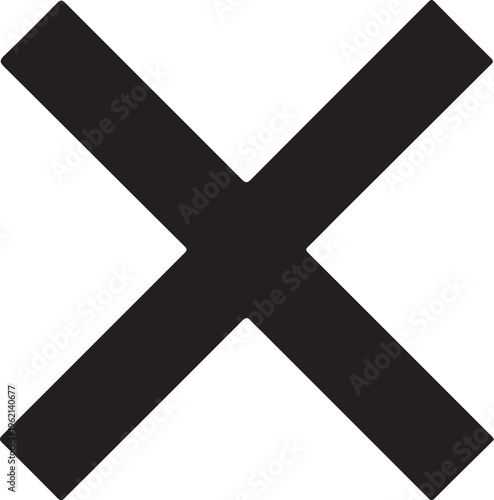 Black X mark, Cross symbol, Vector icon, White background