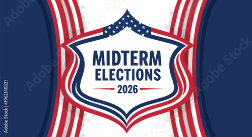 Patriotic election graphic with stars and stripes elements, ideal for political campaigns, voter awareness initiatives, and civic engagement promotions.