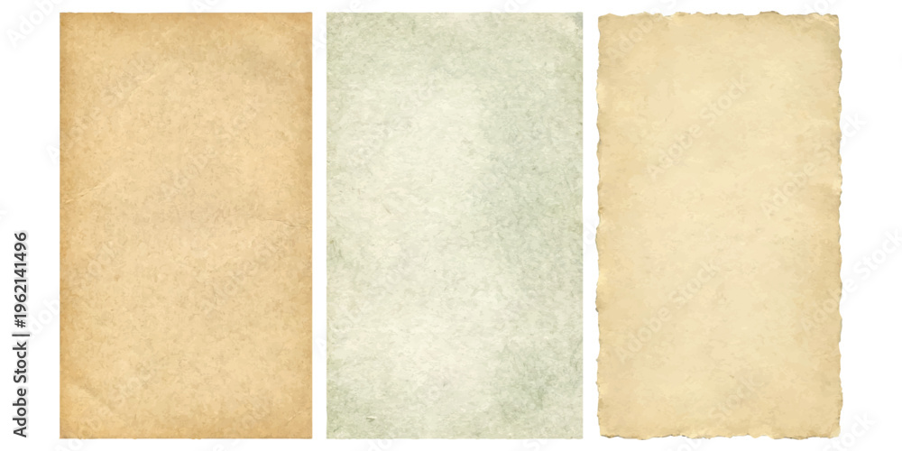 Fototapeta premium Set of three vintage paper textures with deckle edges for creative design projects