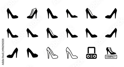 Collection of High Heel Shoe Icons and Silhouettes
