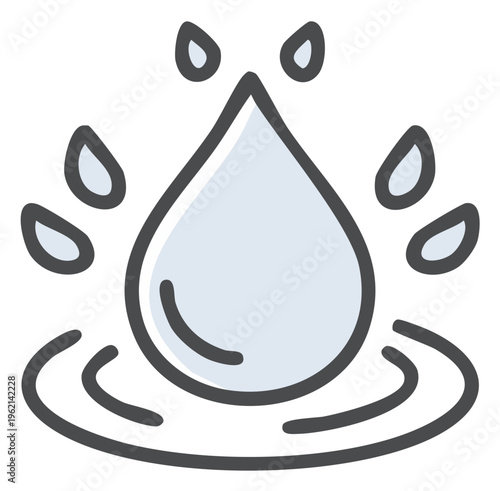 Water Drop Falling and Rippling with Splashes