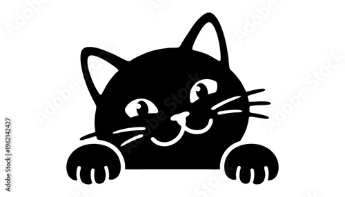 Peeking Cat Silhouette – Funny Meme Style Minimal Vector