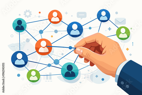 Business Networking Concept with Connected People, Communication and Digital Collaboration Illustration