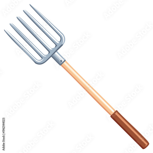 Traditional farming pitchfork garden tool isolated illustration