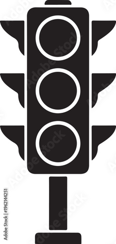 Traffic light icon, road sign symbol, black silhouette, vector graphic