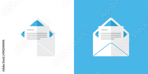 Modern Flat Design Vector Illustration of Email Notifications with Open and Closed Envelope Icons for Digital Communication and Messaging Concepts