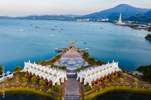 Obraz na plátne Photo aerial view of Dataran Lang, also known as Eagle Square, a prominent landm