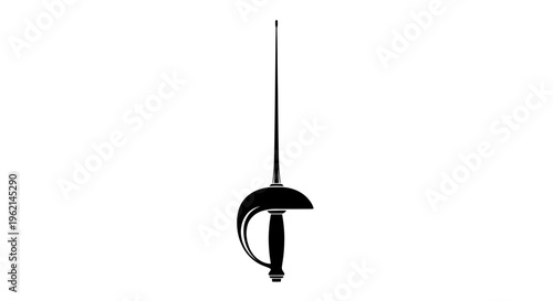 Black silhouette of a fencing foil, representing the sport of fencing on an isolated white background.