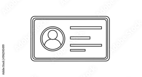 Outline icon of a blank identification card or ID badge, representing access and personal verification, on an isolated white background.