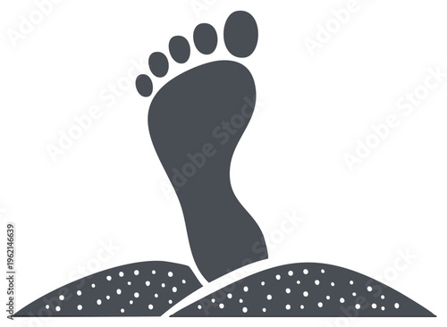 Barefoot stepping into sand footprint icon graphic design illustration journey concept