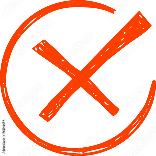 Scribble cross hand drawn doodle mark. Grunge sign of check, stamp of false, no or ban 